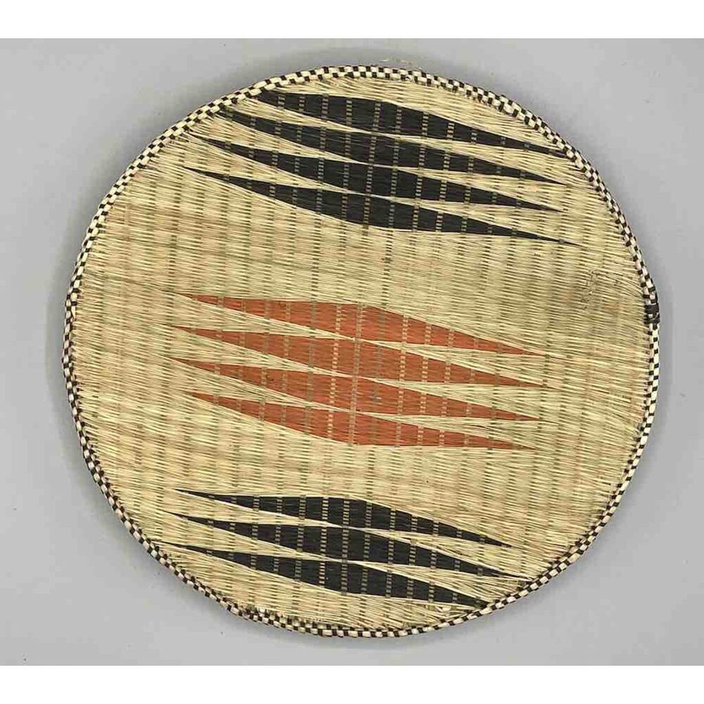 Vintage Rwanda Tutsi Basket - Fine Weave Shallow Agaseke Wall Art 10" midcentury